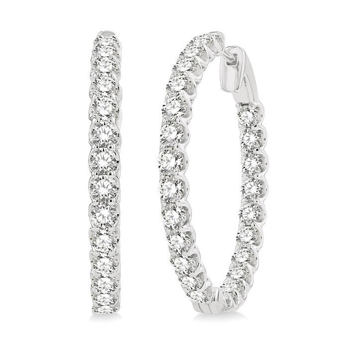 5 Ctw Inside-Out Round Cut Diamond Hoop Earrings in 18K White Gold