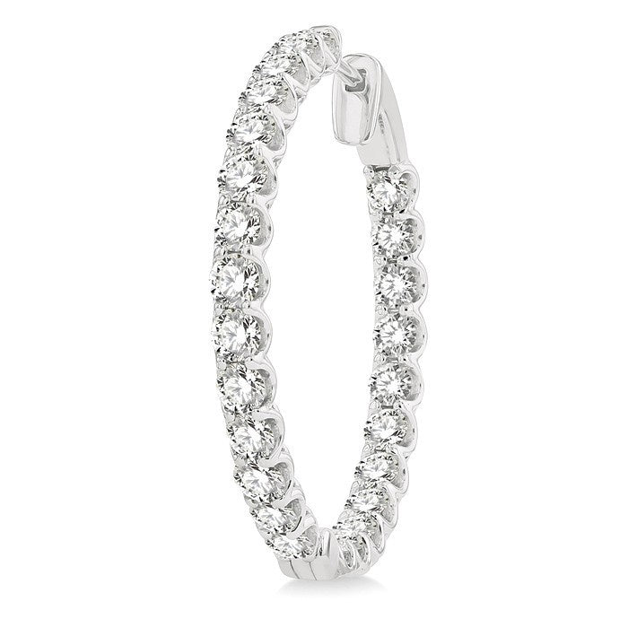 5 Ctw Inside-Out Round Cut Diamond Hoop Earrings in 18K White Gold