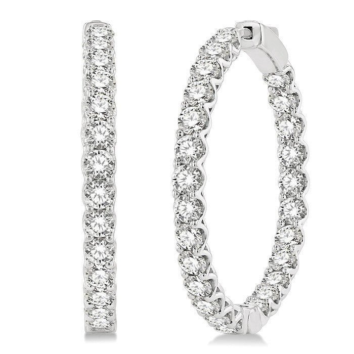 6 Ctw Inside-Out Round Cut Diamond Hoop Earrings in 18K White Gold