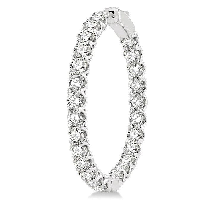 6 Ctw Inside-Out Round Cut Diamond Hoop Earrings in 18K White Gold
