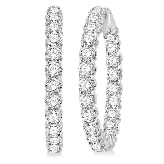 7 Ctw Inside-Out Round Cut Diamond Hoop Earrings in 18K White Gold