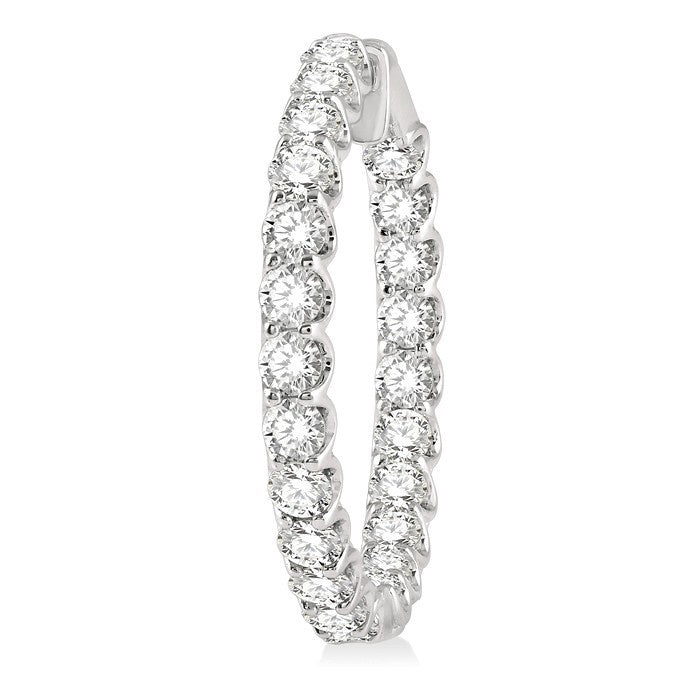 7 Ctw Inside-Out Round Cut Diamond Hoop Earrings in 18K White Gold