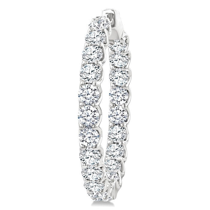8 Ctw Inside-Out Round Cut Diamond Hoop Earrings in 18K White Gold