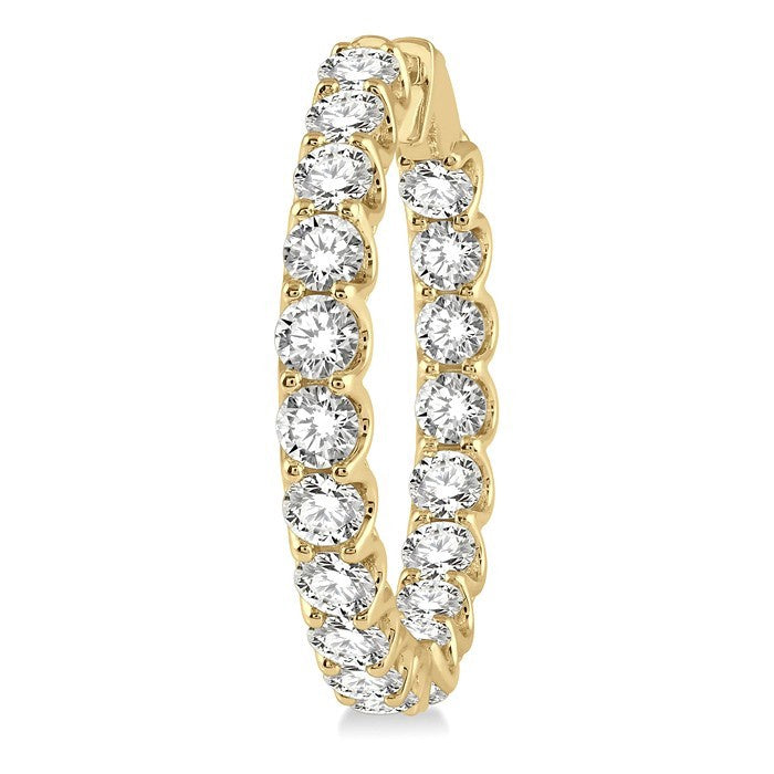 10 Ctw Inside-Out Round Cut Diamond Hoop Earrings in 18K Yellow Gold