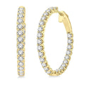 3 Ctw Inside-Out Round Cut Diamond Hoop Earrings in 18K Yellow Gold