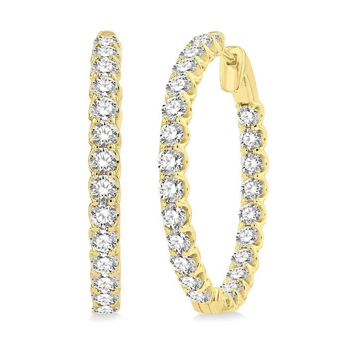 5 Ctw Inside-Out Round Cut Diamond Hoop Earrings in 18K Yellow Gold
