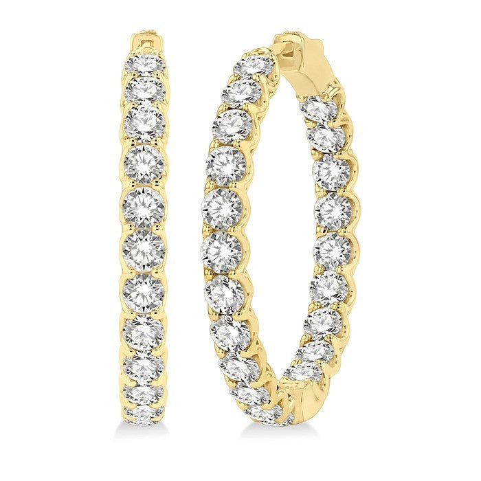 8 Ctw Inside-Out Round Cut Diamond Hoop Earrings in 18K Yellow Gold