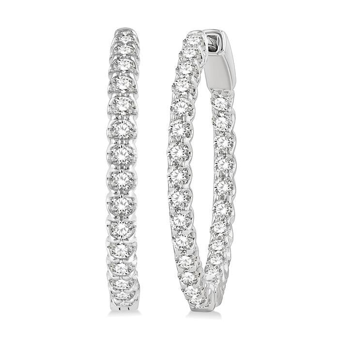 1 1/2 Ctw Inside-Out Round Cut Diamond Hoop Earrings in 14K White Gold