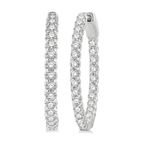 1 1/2 Ctw Inside-Out Round Cut Diamond Hoop Earrings in 14K White Gold