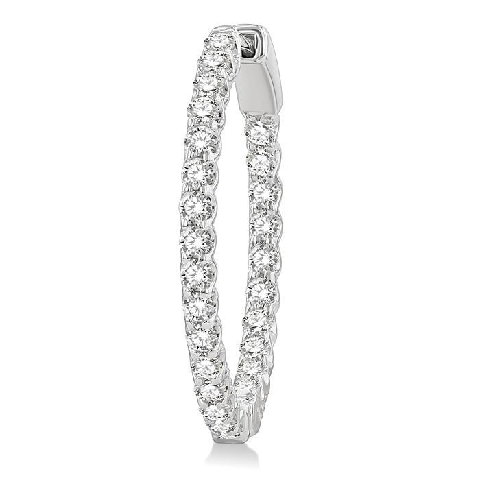 1 1/2 Ctw Inside-Out Round Cut Diamond Hoop Earrings in 14K White Gold