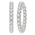 10 Ctw Inside-Out Round Cut Diamond Hoop Earrings in 14K White Gold