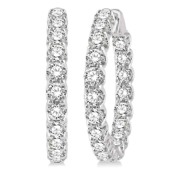 10 Ctw Inside-Out Round Cut Diamond Hoop Earrings in 14K White Gold