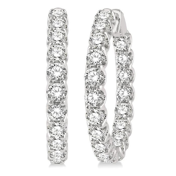 10 Ctw Inside-Out Round Cut Diamond Hoop Earrings in 14K White Gold