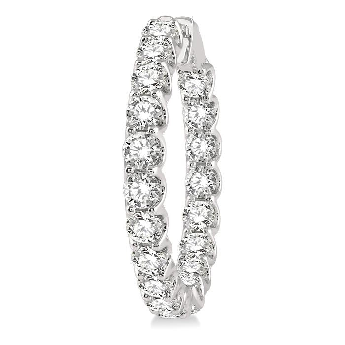 10 Ctw Inside-Out Round Cut Diamond Hoop Earrings in 14K White Gold