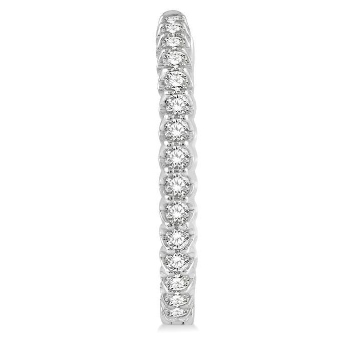 2 Ctw Inside-Out Round Cut Diamond Hoop Earrings in 14K White Gold