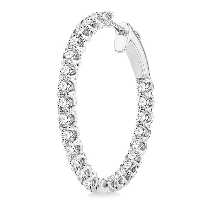 3 Ctw Inside-Out Round Cut Diamond Hoop Earrings in 14K White Gold