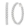 4 Ctw Inside-Out Round Cut Diamond Hoop Earrings in 14K White Gold