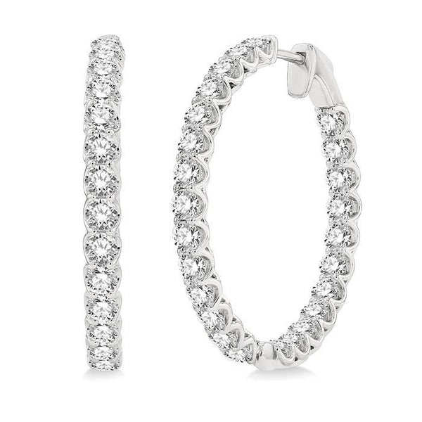 4 Ctw Inside-Out Round Cut Diamond Hoop Earrings in 14K White Gold