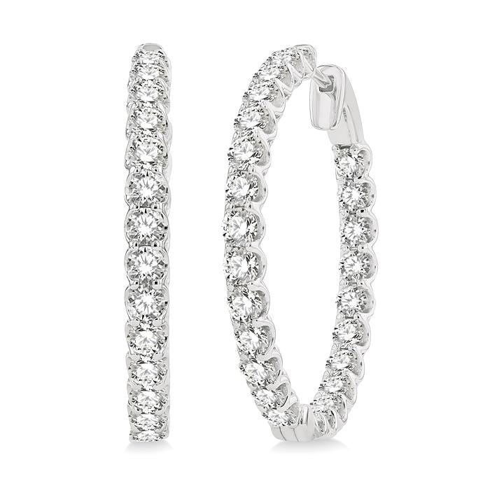 5 Ctw Inside-Out Round Cut Diamond Hoop Earrings in 14K White Gold