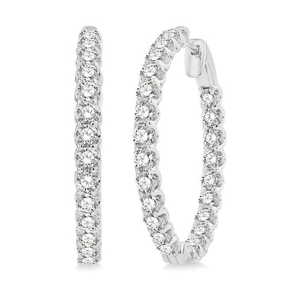 5 Ctw Inside-Out Round Cut Diamond Hoop Earrings in 14K White Gold
