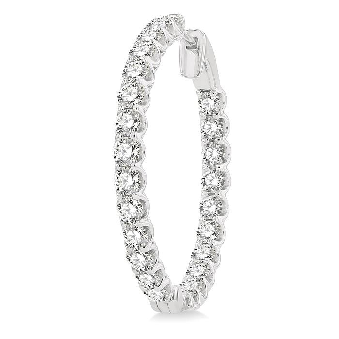 5 Ctw Inside-Out Round Cut Diamond Hoop Earrings in 14K White Gold