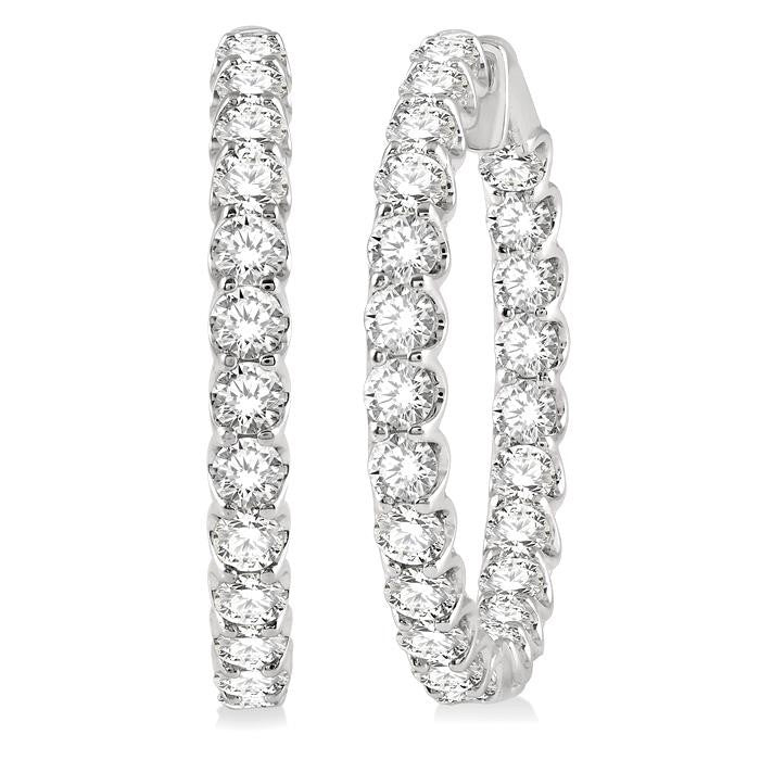7 Ctw Inside-Out Round Cut Diamond Hoop Earrings in 14K White Gold