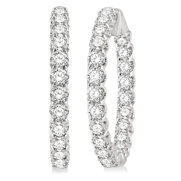 7 Ctw Inside-Out Round Cut Diamond Hoop Earrings in 14K White Gold