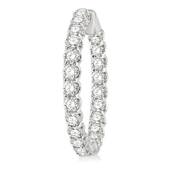 7 Ctw Inside-Out Round Cut Diamond Hoop Earrings in 14K White Gold