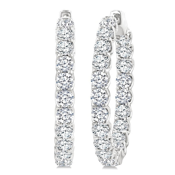8 Ctw Inside-Out Round Cut Diamond Hoop Earrings in 14K White Gold