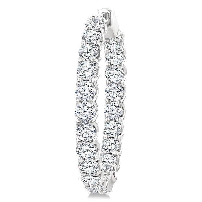 8 Ctw Inside-Out Round Cut Diamond Hoop Earrings in 14K White Gold