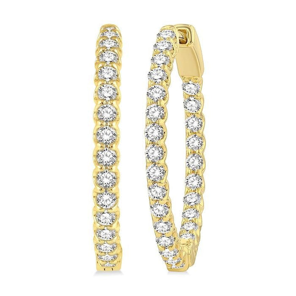 1 1/2 Ctw Inside-Out Round Cut Diamond Hoop Earrings in 14K Yellow Gold