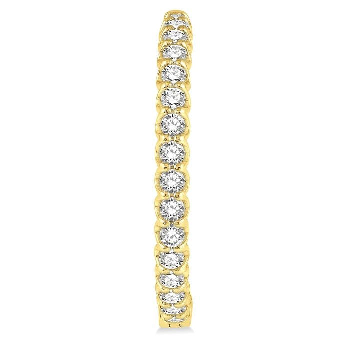 1 1/2 Ctw Inside-Out Round Cut Diamond Hoop Earrings in 14K Yellow Gold