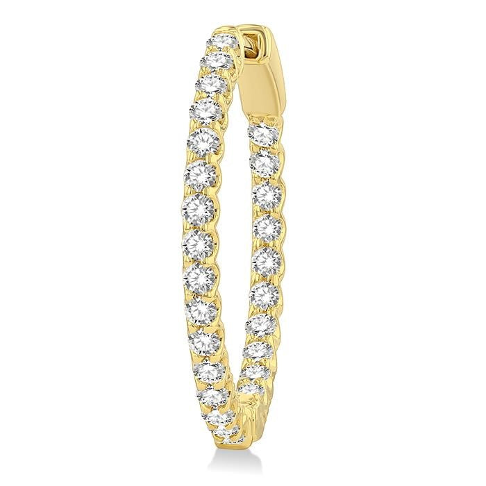 1 1/2 Ctw Inside-Out Round Cut Diamond Hoop Earrings in 14K Yellow Gold