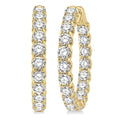 10 Ctw Inside-Out Round Cut Diamond Hoop Earrings in 14K Yellow Gold