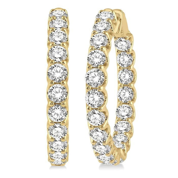 10 Ctw Inside-Out Round Cut Diamond Hoop Earrings in 14K Yellow Gold