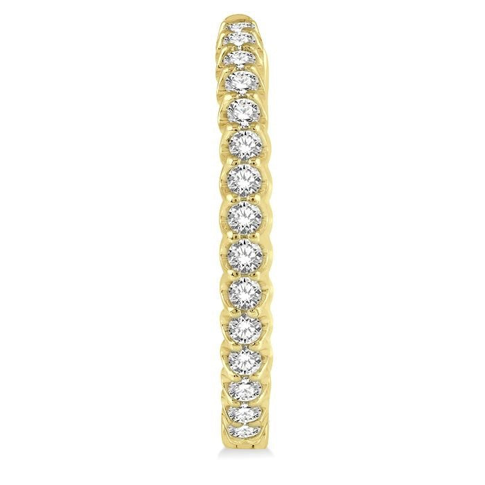 2 Ctw Inside-Out Round Cut Diamond Hoop Earrings in 14K Yellow Gold