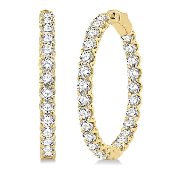 6 Ctw Inside-Out Round Cut Diamond Hoop Earrings in 14K Yellow Gold
