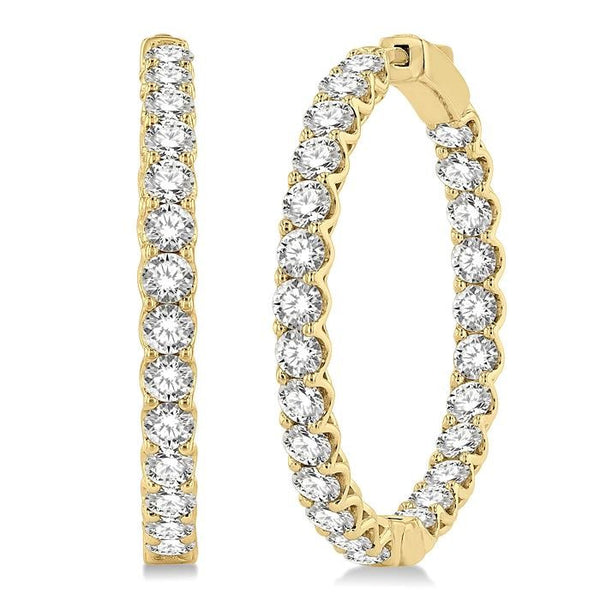 6 Ctw Inside-Out Round Cut Diamond Hoop Earrings in 14K Yellow Gold
