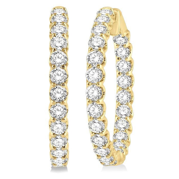 7 Ctw Inside-Out Round Cut Diamond Hoop Earrings in 14K Yellow Gold