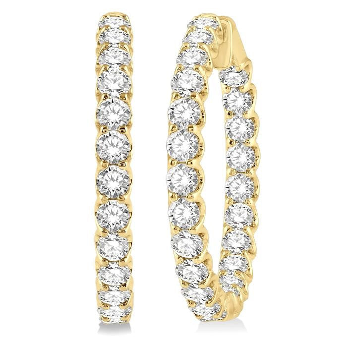 7 Ctw Inside-Out Round Cut Diamond Hoop Earrings in 14K Yellow Gold