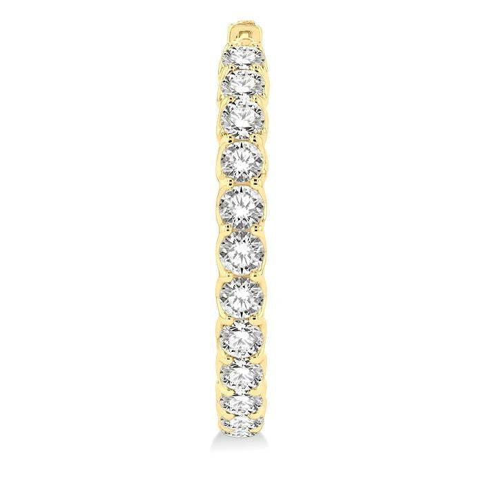 8 Ctw Inside-Out Round Cut Diamond Hoop Earrings in 14K Yellow Gold