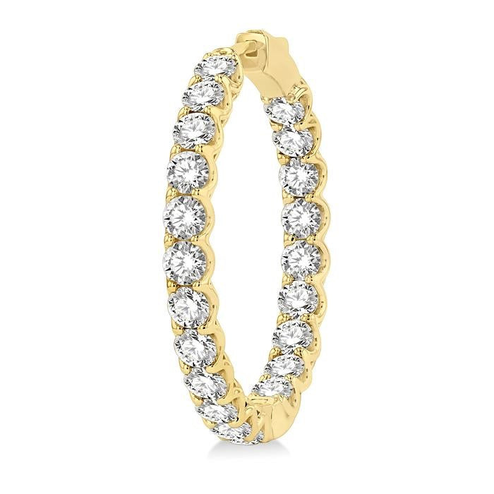 8 Ctw Inside-Out Round Cut Diamond Hoop Earrings in 14K Yellow Gold