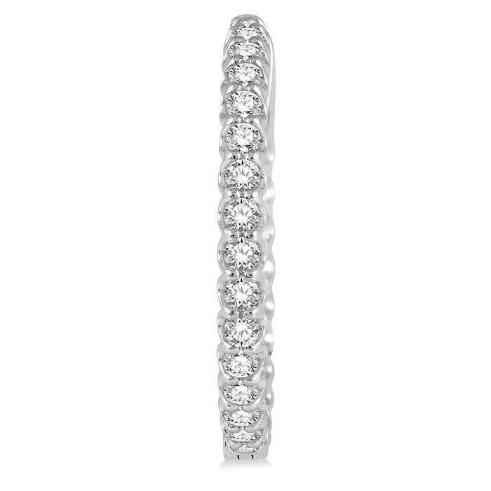 1 1/2 Ctw Inside-Out Round Cut Diamond Hoop Earrings in 14K White Gold