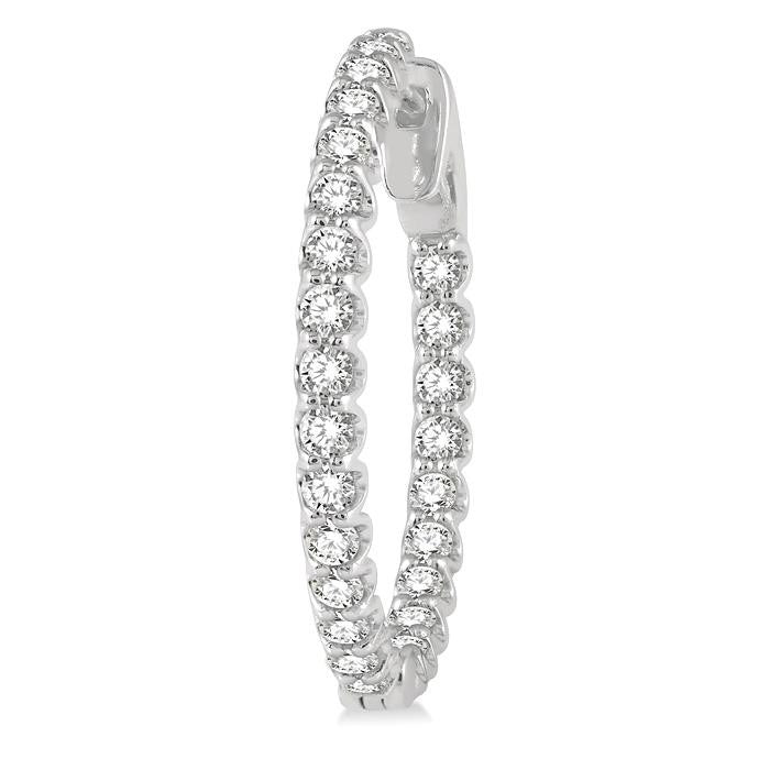 1 1/2 Ctw Inside-Out Round Cut Diamond Hoop Earrings in 14K White Gold