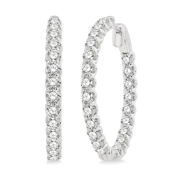 5 Ctw Inside-Out Round Cut Diamond Hoop Earrings in 14K White Gold