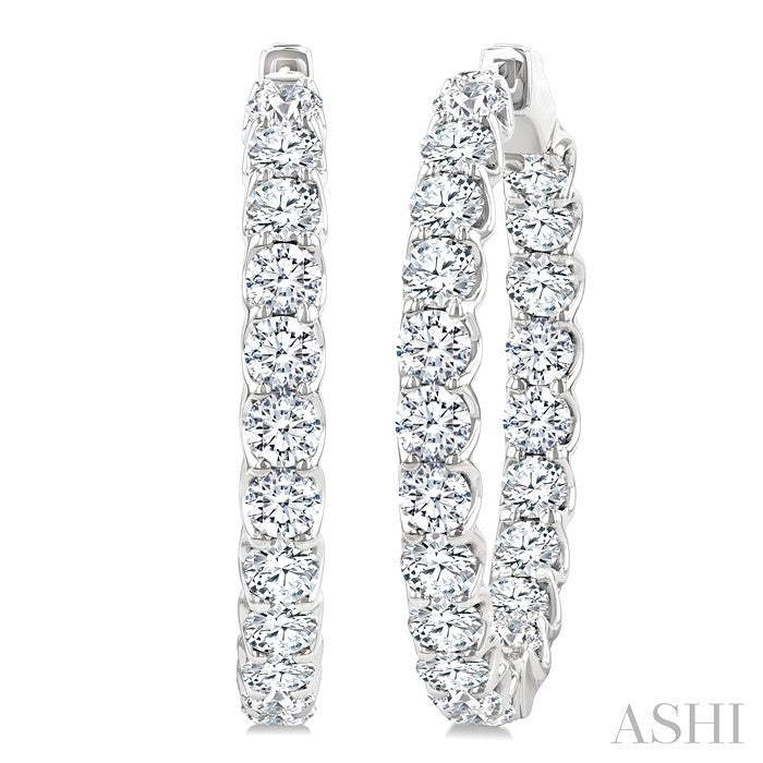 8 Ctw Inside-Out Round Cut Diamond Hoop Earrings in 14K White Gold