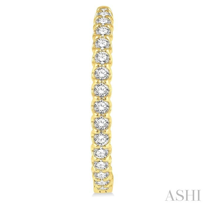 1 1/2 Ctw Inside-Out Round Cut Diamond Hoop Earrings in 14K Yellow Gold