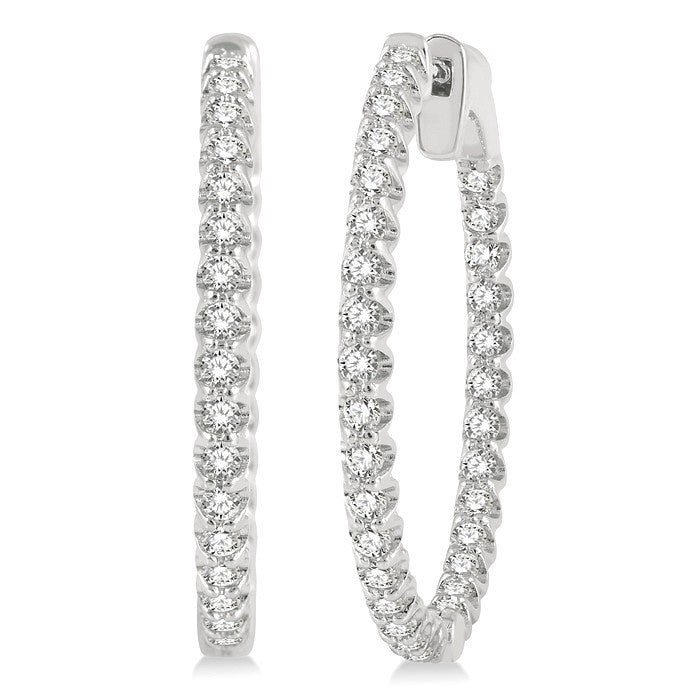 1 Ctw Inside-Out Round Cut Diamond Hoop Earrings in 18K White Gold