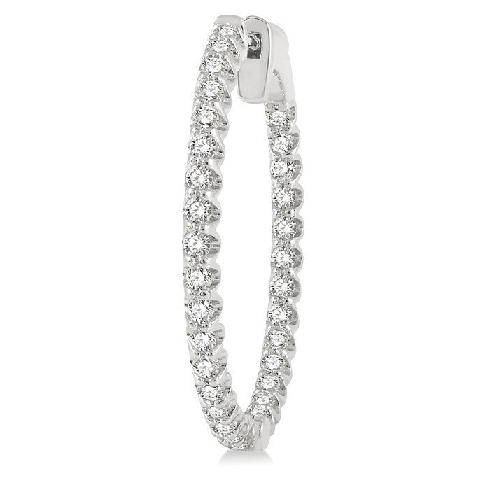 1 Ctw Inside-Out Round Cut Diamond Hoop Earrings in 18K White Gold