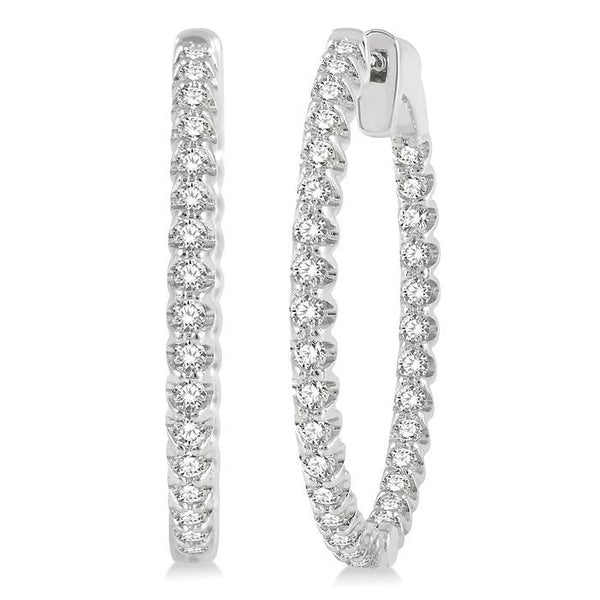 1 Ctw Inside-Out Round Cut Diamond Hoop Earrings in 14K White Gold